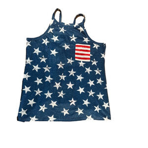 🌷 Red White and Blue Star Patterned Striped Americana Tank Top